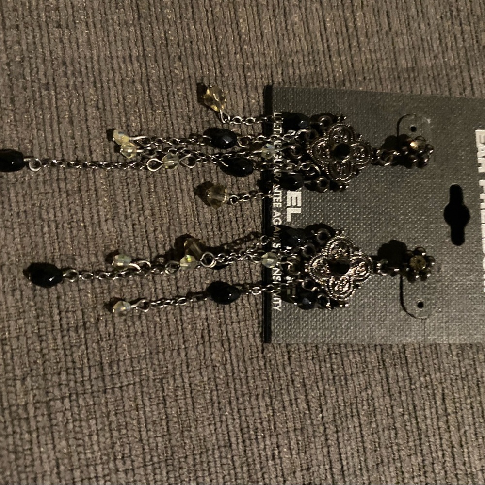 Elegant Black and Silver Dangle Earrings